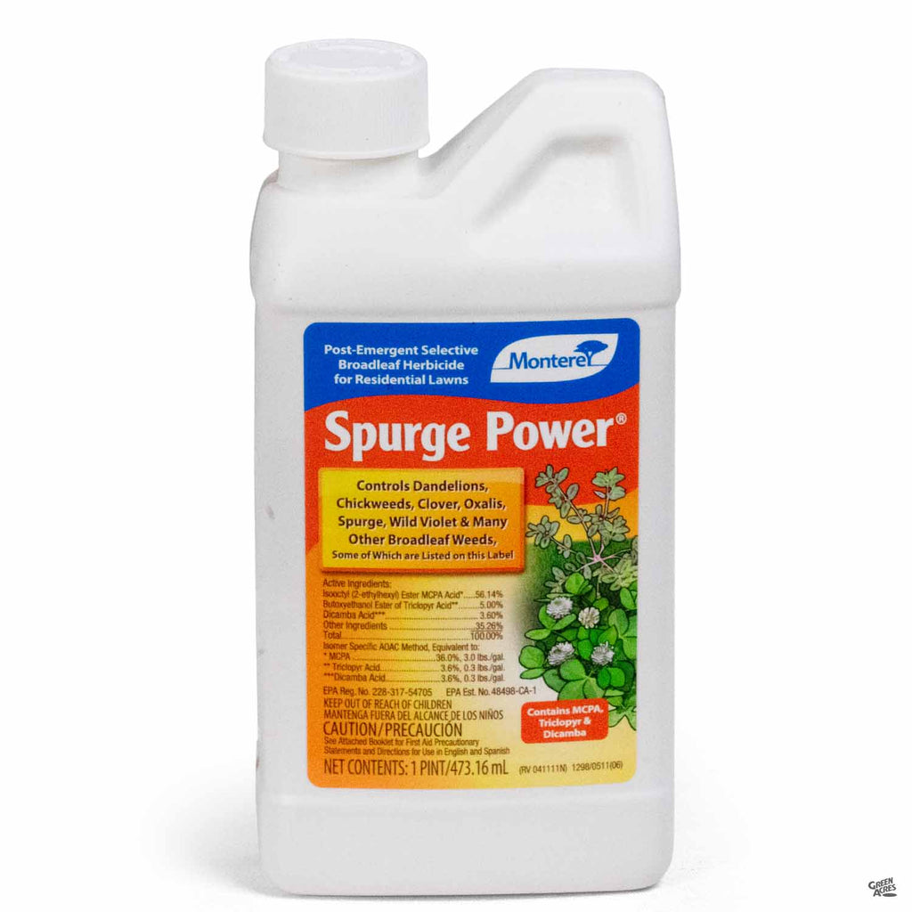 selective broadleaf herbicide for dandelions Monterey® Spurge Power® 16 oz Concentrate — Green Acres Nursery & Supply