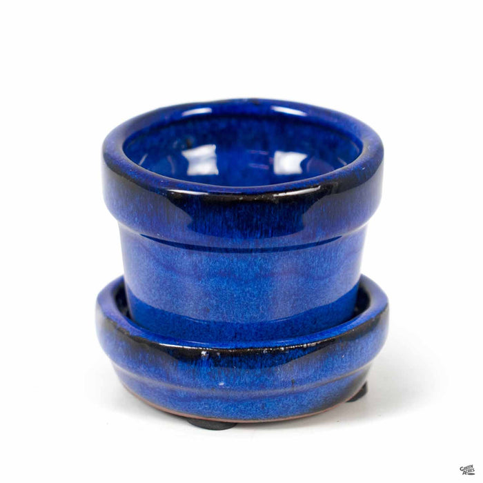 Standard Pot with Attached Saucer in Blue 2.75 inch