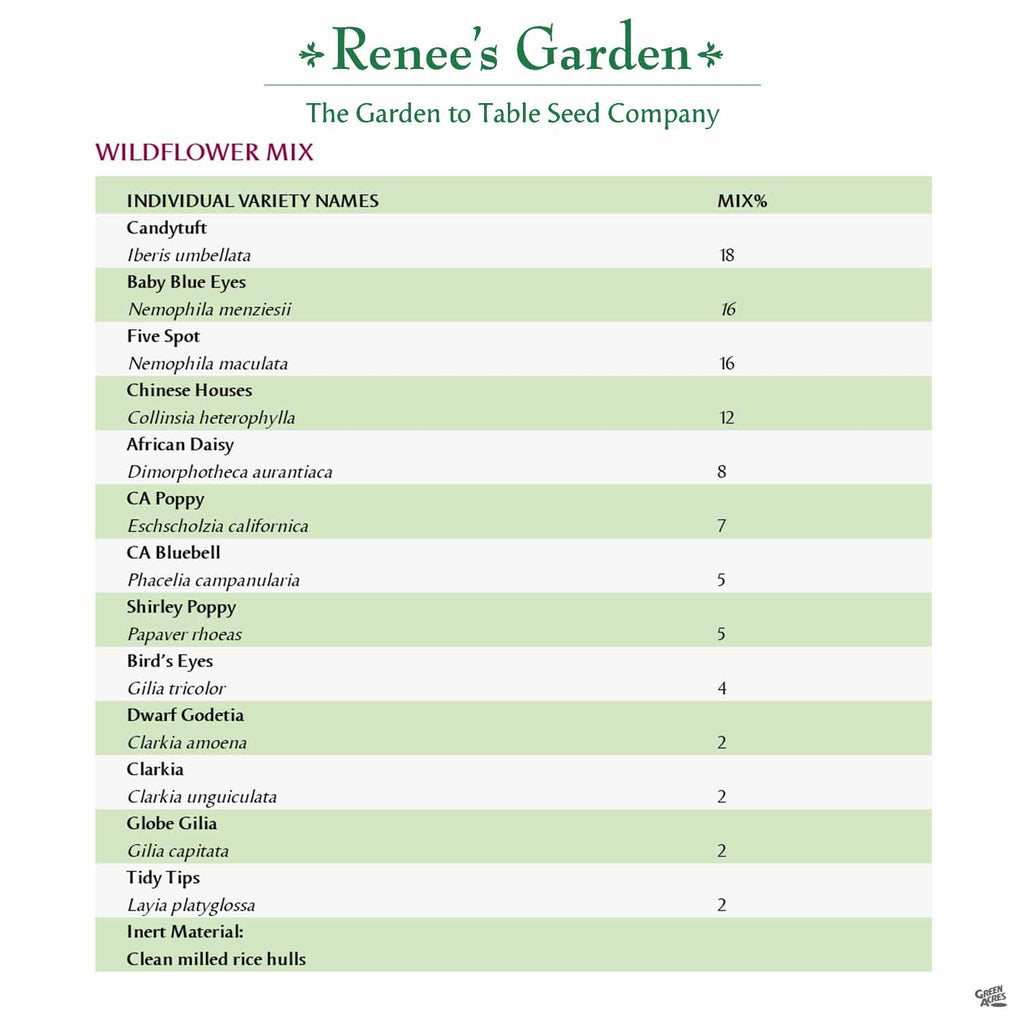 renee's garden wildflower seeds Renee's Garden Colorful & Carefree Annual Wildflowers — Green Acres Nursery  & Supply