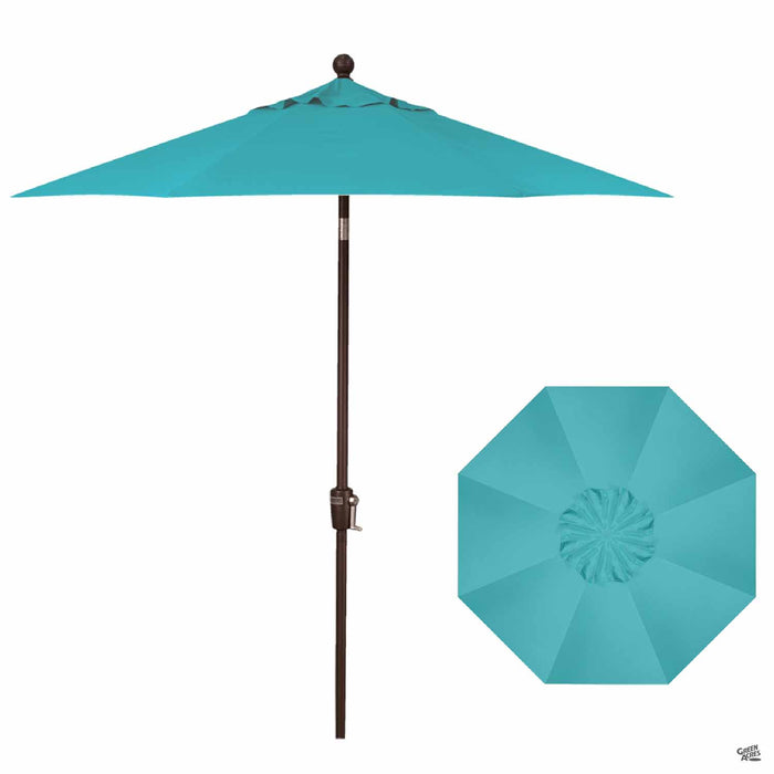 Push Button Tilt 7.5 foot Market Umbrella in Aqua with Bronze