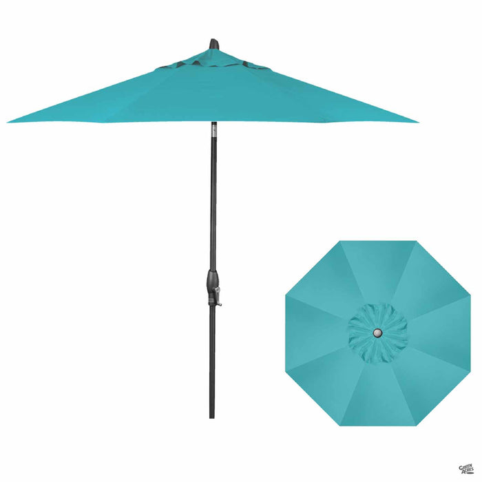 Auto Tilt 9 foot Market Umbrella in Aqua with Anthracite