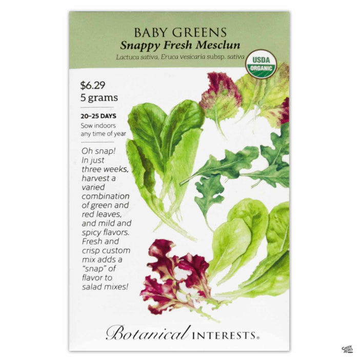 Botanical Interests Seeds Baby Greens Snappy Fresh Mesclun