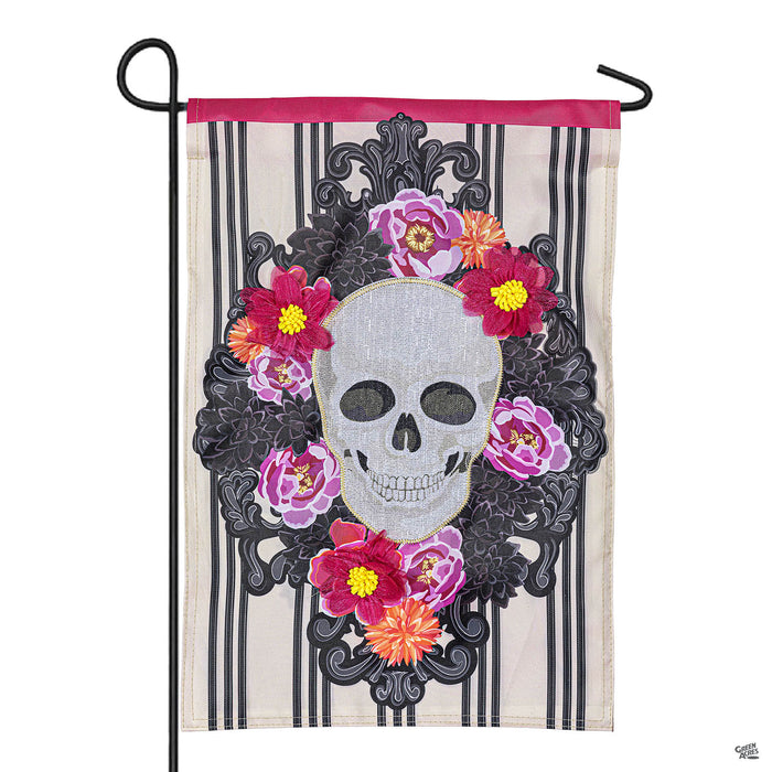 Happy Skull Floral Fall Garden Flag