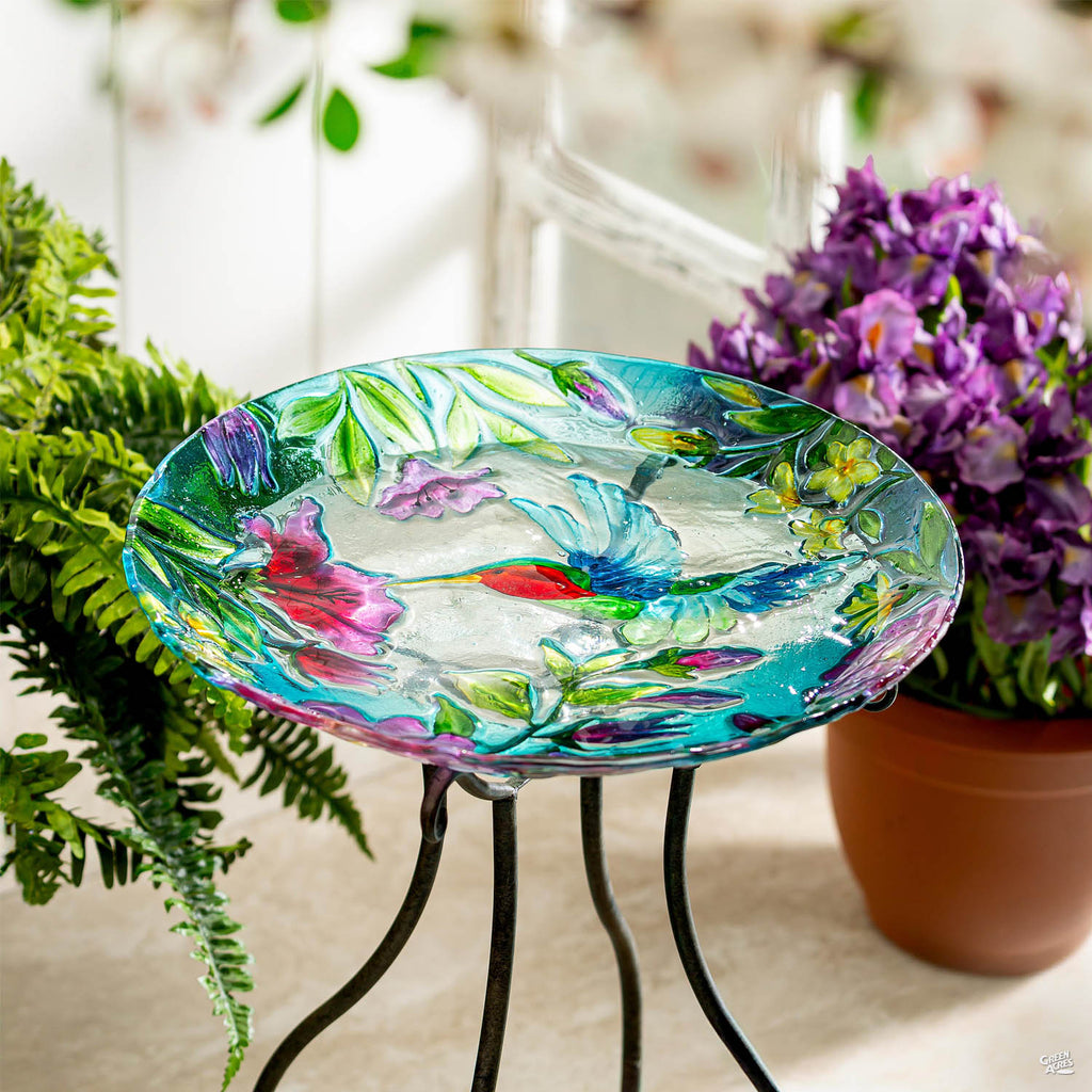 Hummingbird Glass Bird Bath — Green Acres Nursery & Supply