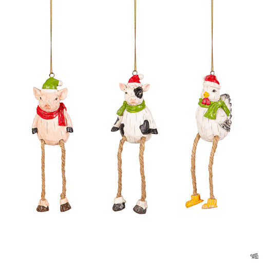 Resin Farm Animals with Dangling Legs Ornaments