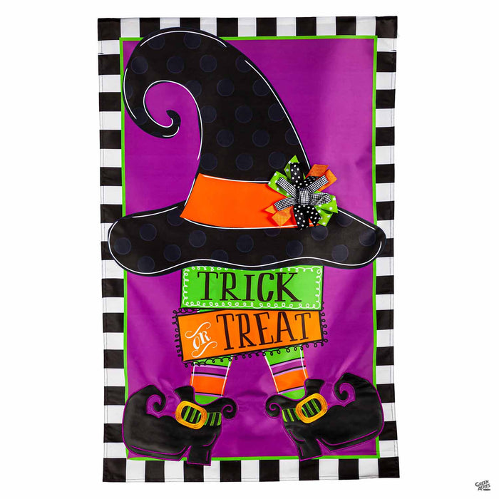Trick or Treat Witch House Applique House Flag