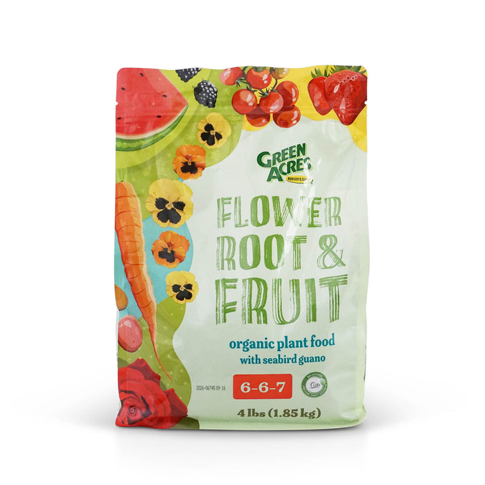 Green Acres Fertilizer Flower Root and Fruit Organic Plant Food with Seabird Guano 4 pounds