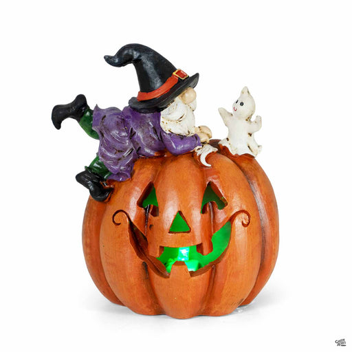 Halloween Pumpkin with Gnome - Round Pumpkin