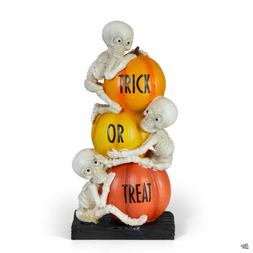 Resin Stacking Pumpkins with Skeleton