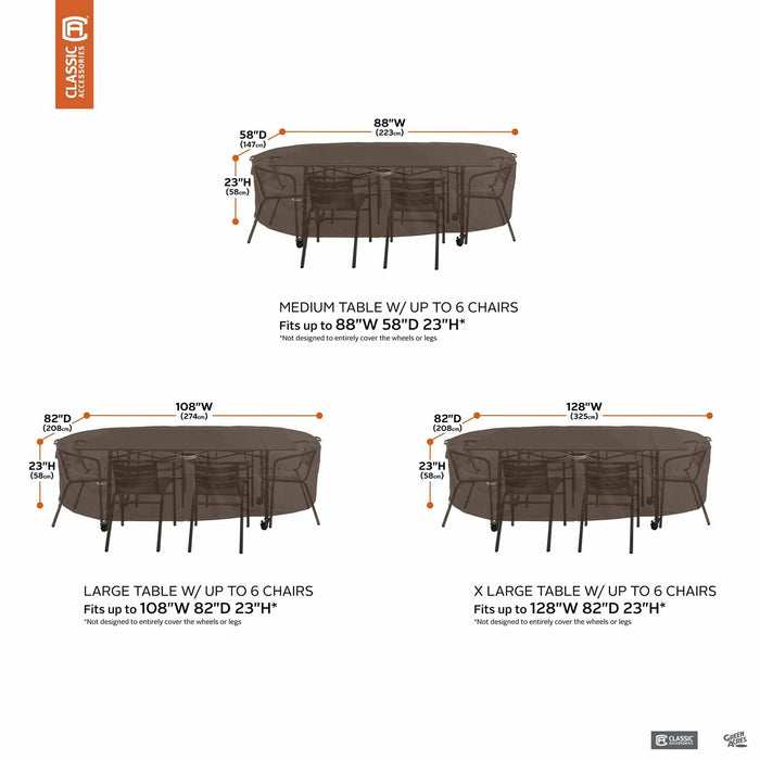 Madrona Table and Chairs Cover Fit Chart