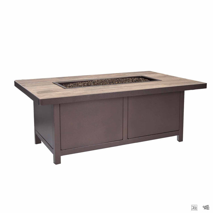 Capri Fire Table 30 inch by 50 inch by 25 inch tall in Copper Creek with Cabaletta Top