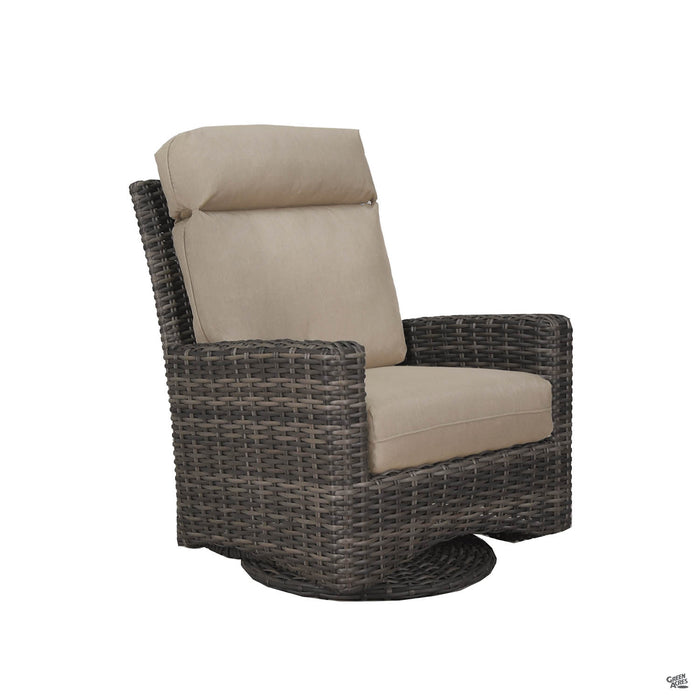 Ventura Deep Seating HB Swivel Glider in Ostrich with Roasted Pecan Frame