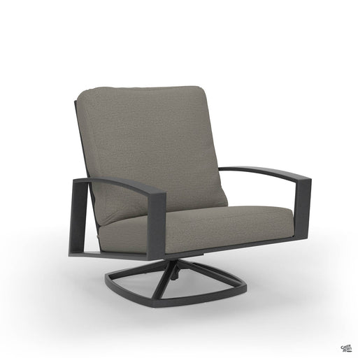 Arc Swivel Rocker Lounge Chair with Black Frame and Action Stone Fabric
