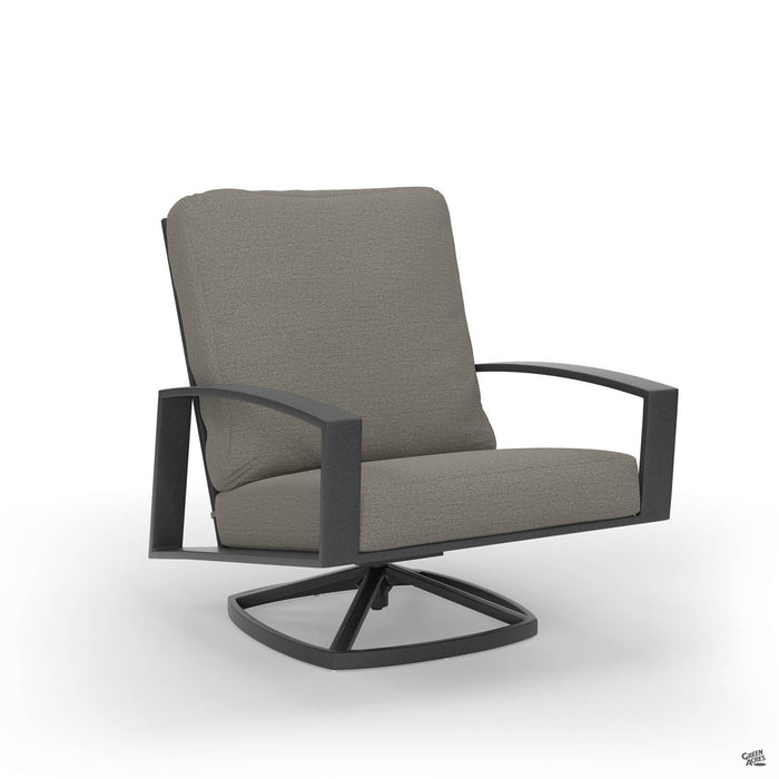 Arc Swivel Rocker Lounge Chair with Black Frame and Action Stone Fabric