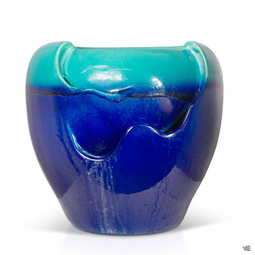 Water Drum Fountain in Jade and Cobalt