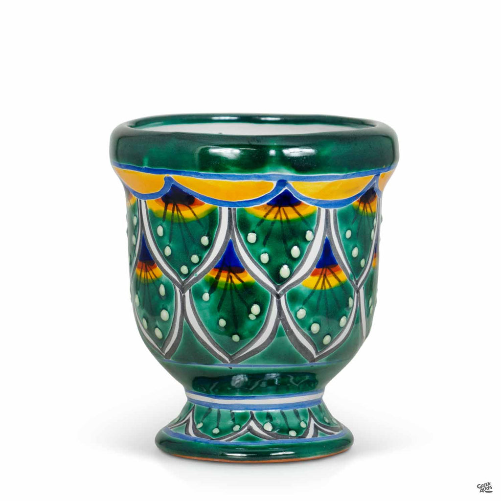 Peacock Talavera Pedestal Pot — Green Acres Nursery & Supply