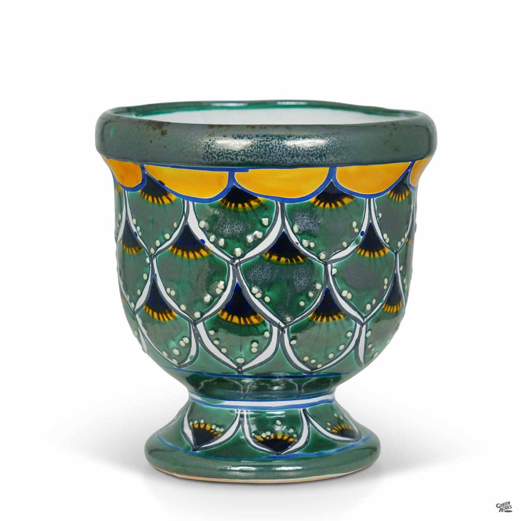 Peacock Talavera Pedestal Pot — Green Acres Nursery & Supply