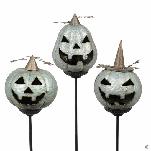 Metal Jack O'Lantern Garden Stake Group