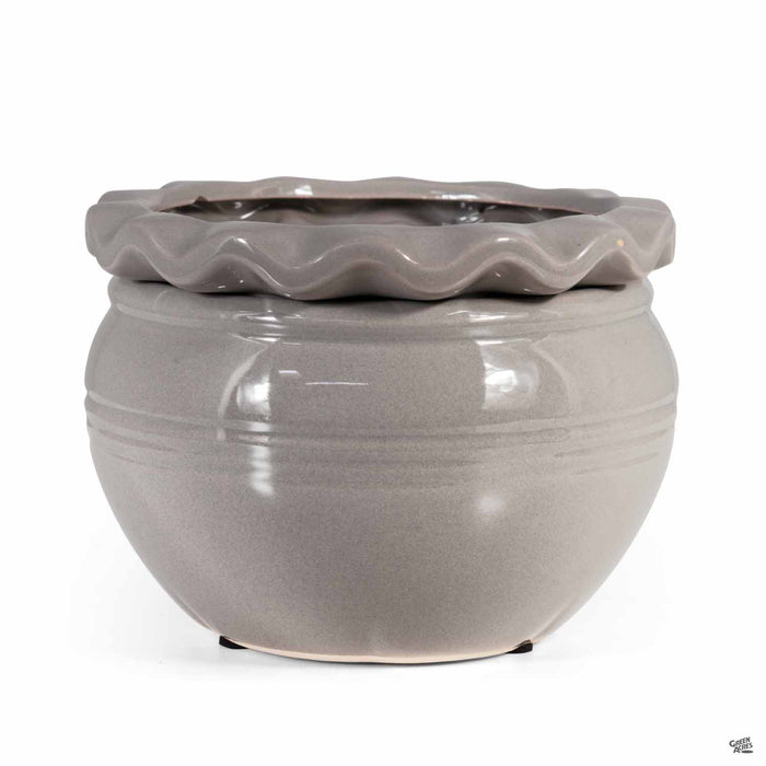 Pie Rim Self Watering Pot 6.25 inch Light Grey