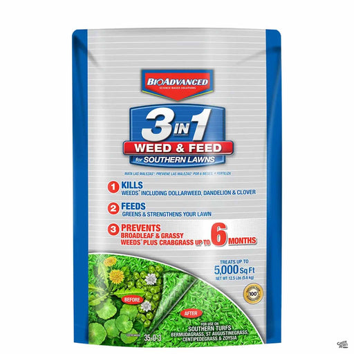 BioAdvanced 3 in 1 Weed and Feed for Southern Lawns 12.5 pounds