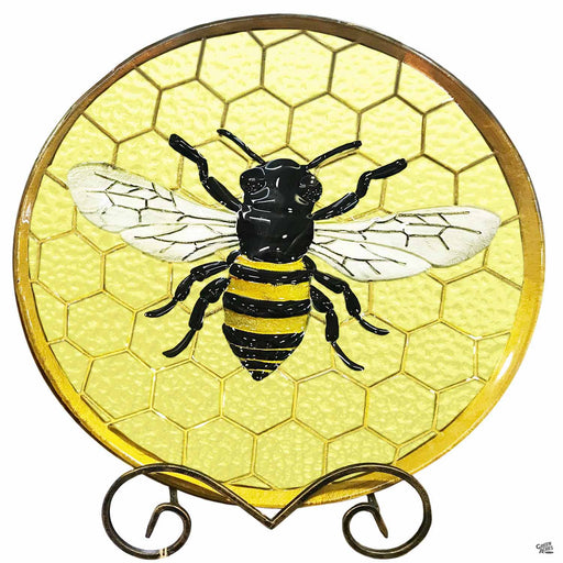 Honeycomb Bee Glass Birdbath