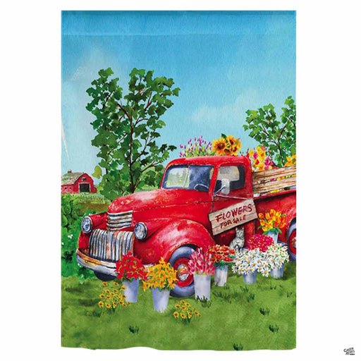 Red Truck Flowers for Sale Flag
