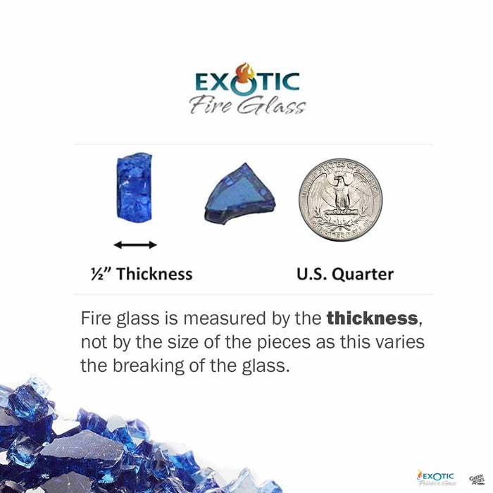 Exotic Fire Glass Size Diagram