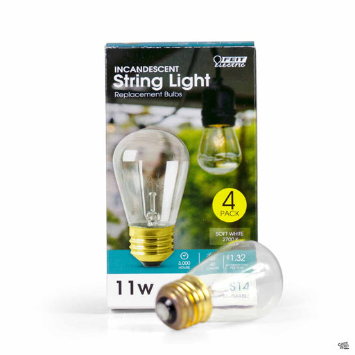 Replacement Bulb for Incandescent String Light - 11W S14Dimmable - 4-pack in Soft White