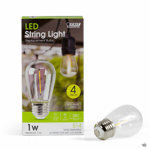 Replacement Bulb for LED String Light - 1W S14 Non-Dimmable - 4-pack in Soft White