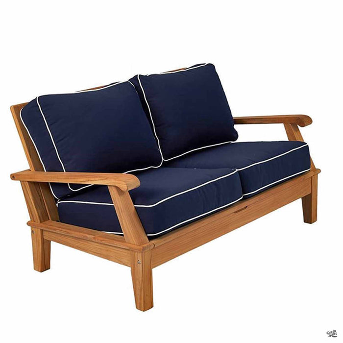 Royal Teak Collection Miami Deep Seating Loveseat in Navy with White Welt