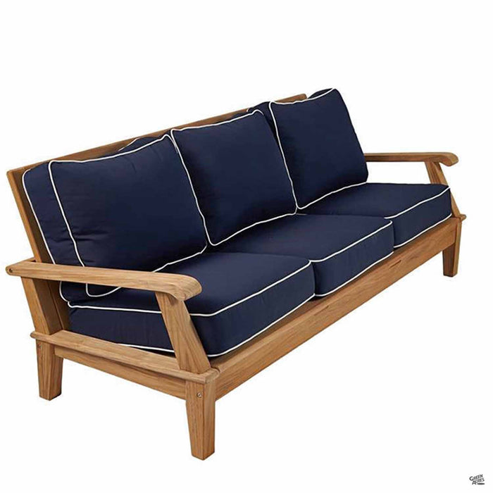 Royal Teak Collection Miami Deep Seating Sofa in Navy with White Welt