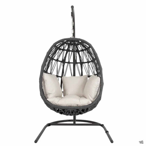 Sunset West Milano Hanging Chair in Charcoal Grey with Sunbrella Echo Ash