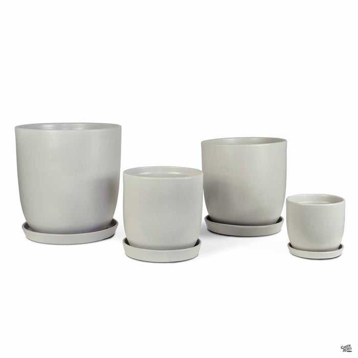 Eastham Egg Pots with Attached Saucer Matte Grey group