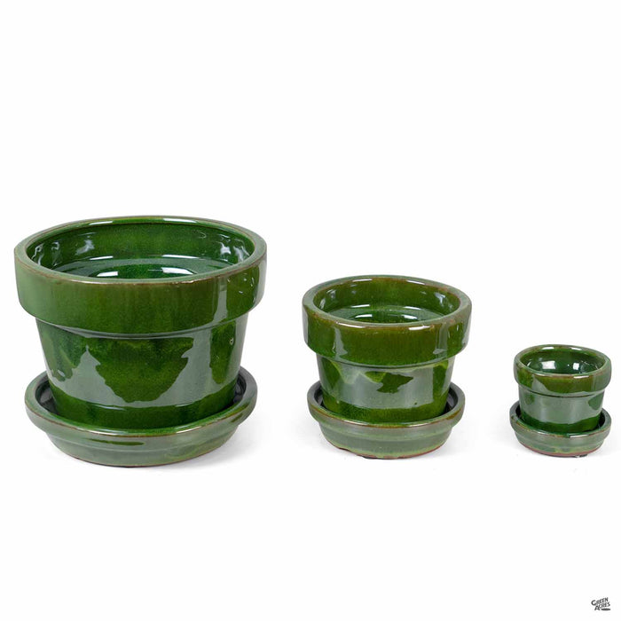 Standard Pot with Attached Saucer in Tropical Green All Sizes