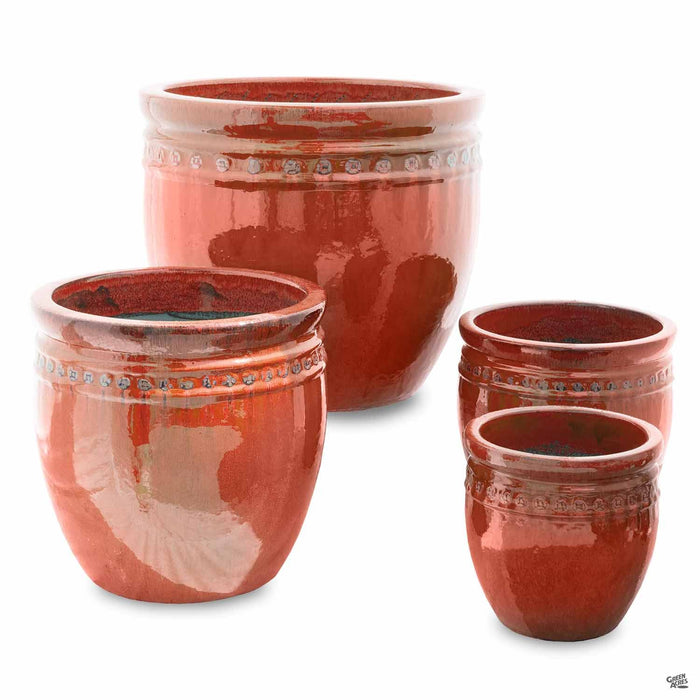 Decor Pot with Pattern - All 4 Sizes in Red