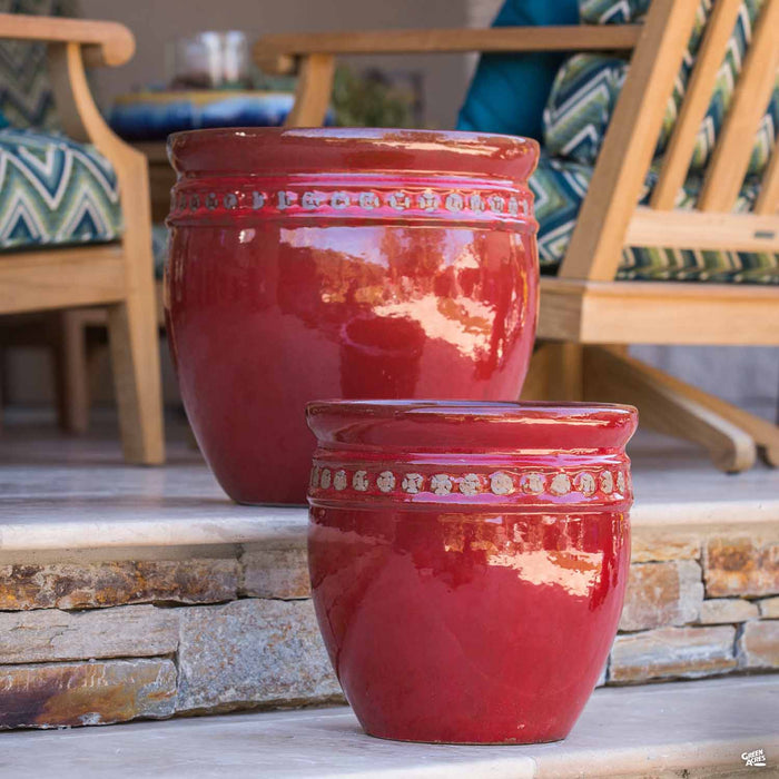 red ceramic flower pot Decor Pot with Pattern — Green Acres Nursery & Supply