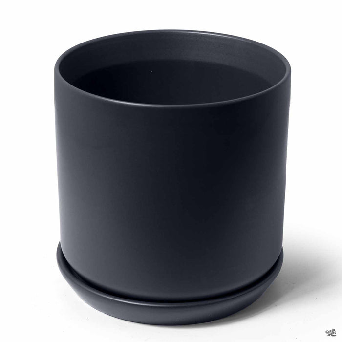 Cylinder with Attached Saucer in Black 7 inch