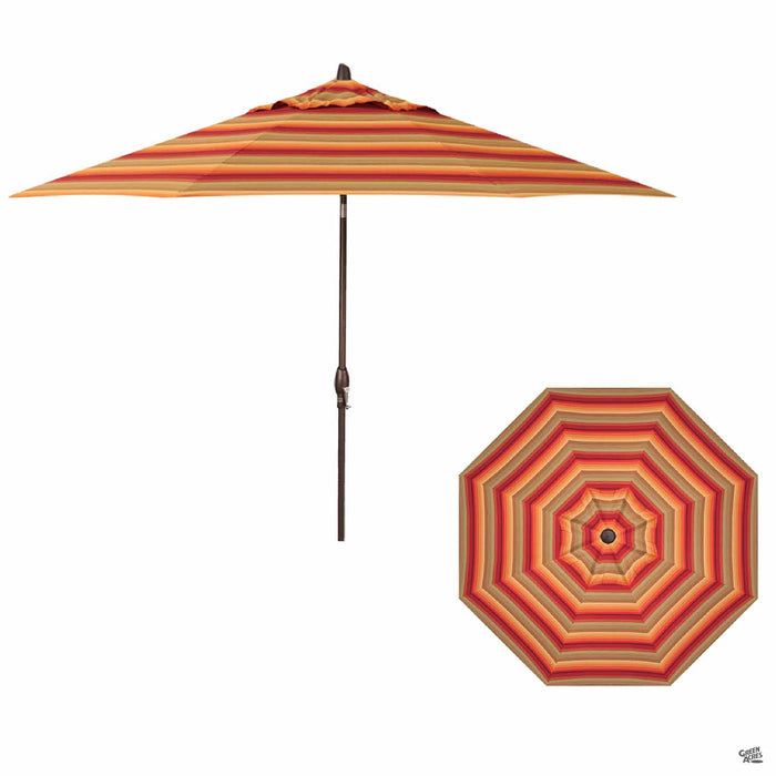 Auto Tilt 11 foot Market Umbrella in Astoria Sunset with Bronze