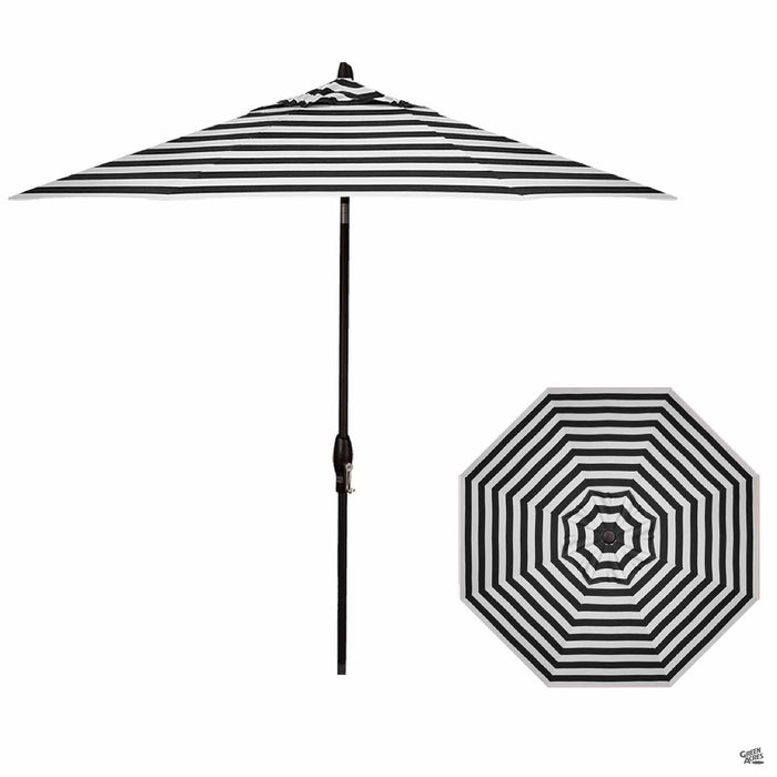 Auto Tilt 9 foot Market Umbrella in Kinzie Coal Stripe with Black