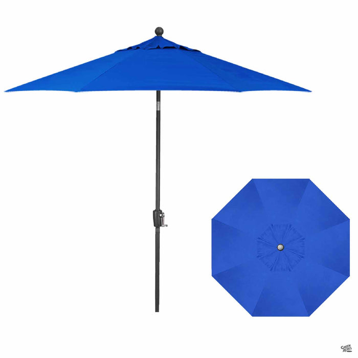 Push Button Tilt 9 foot Market Umbrella in Cobalt with Anthracite