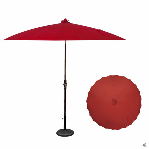 Shanghai Twist Tilt Umbrella 10 foot in Jockey Red with Black Frame